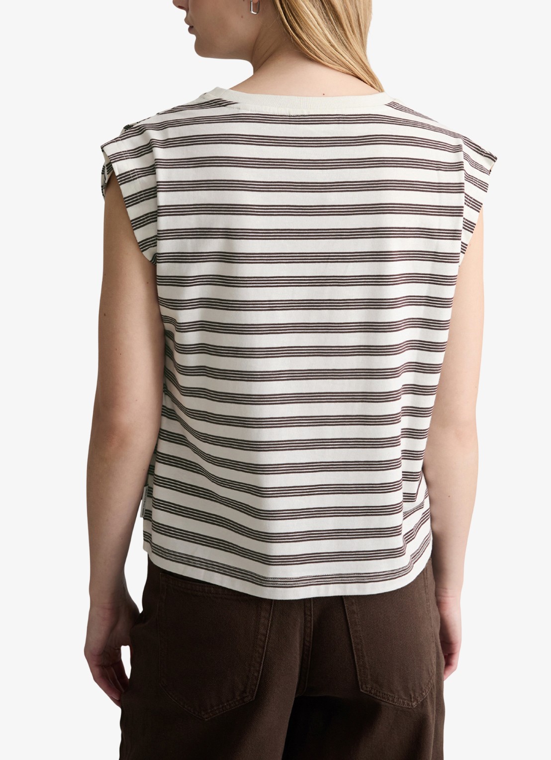 Marc O'Polo Denim T-shirt met streepprint - achterkant 5 offwhite_multi_07-1263 / wit