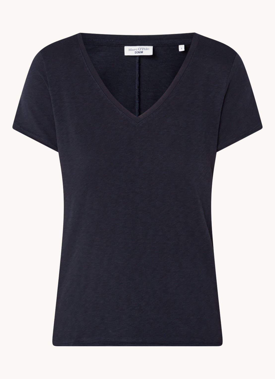 Marc O'Polo Denim T-shirt met V-hals - voorkant 2 donkerblauw