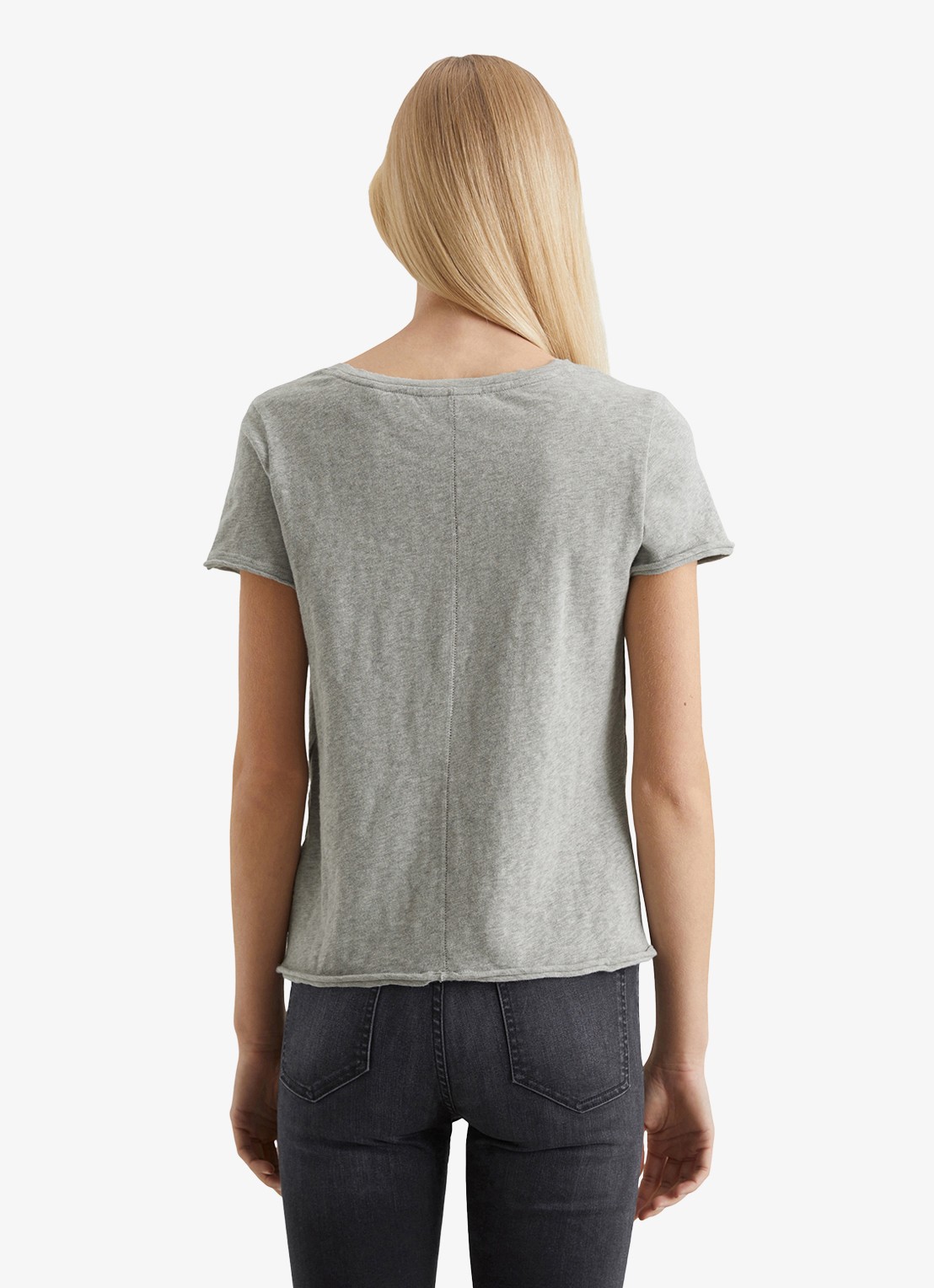 Marc O'Polo Denim T-shirt met V-hals - achterkant 4 grijsmele