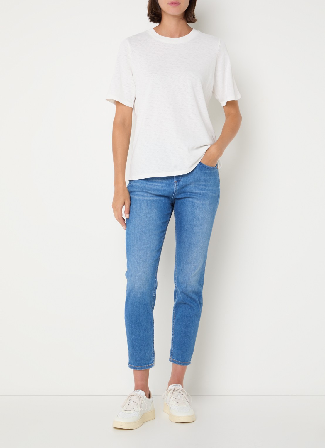 Marc O'Polo Denim T-shirt van  katoen - voorkant 2 gebroken wit