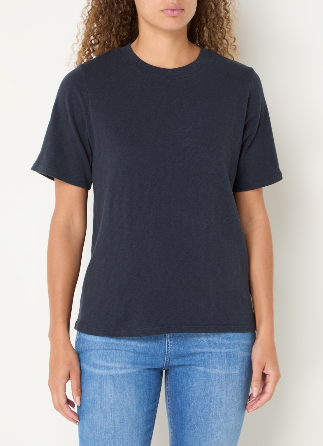 Marc O'Polo Denim T-shirt van  katoen - detail 4 donkerblauw