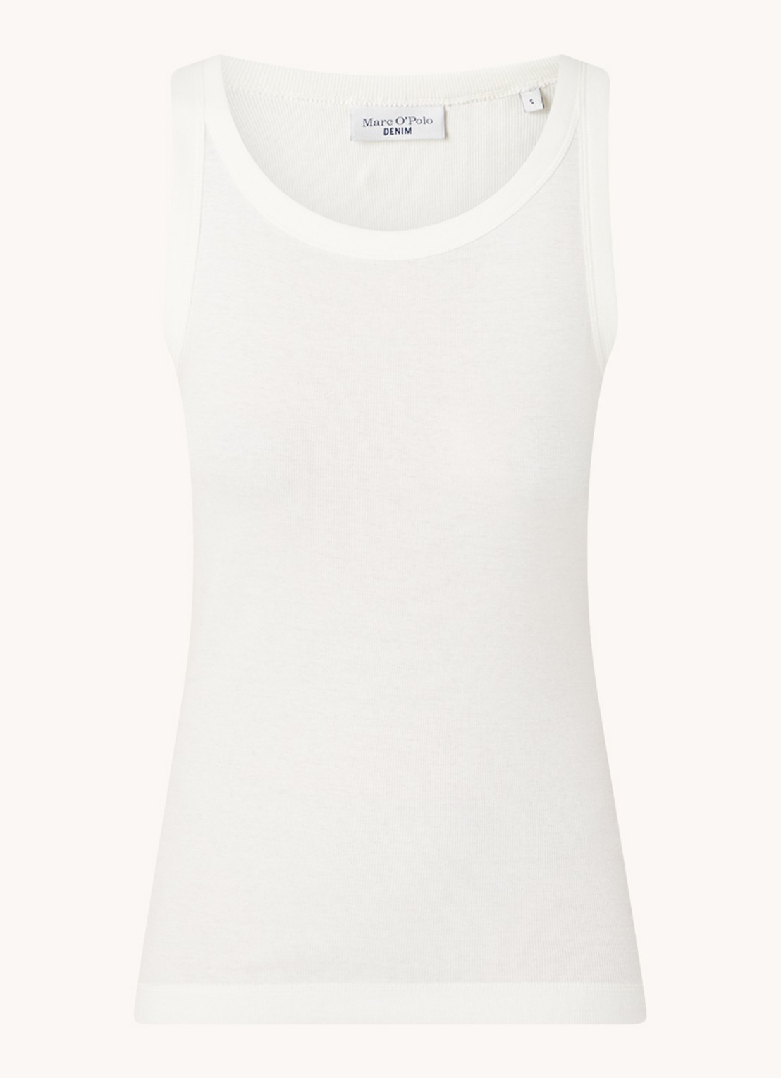 Marc O'Polo Denim Tanktop met ribstructuur - voorkant 3 gebroken wit