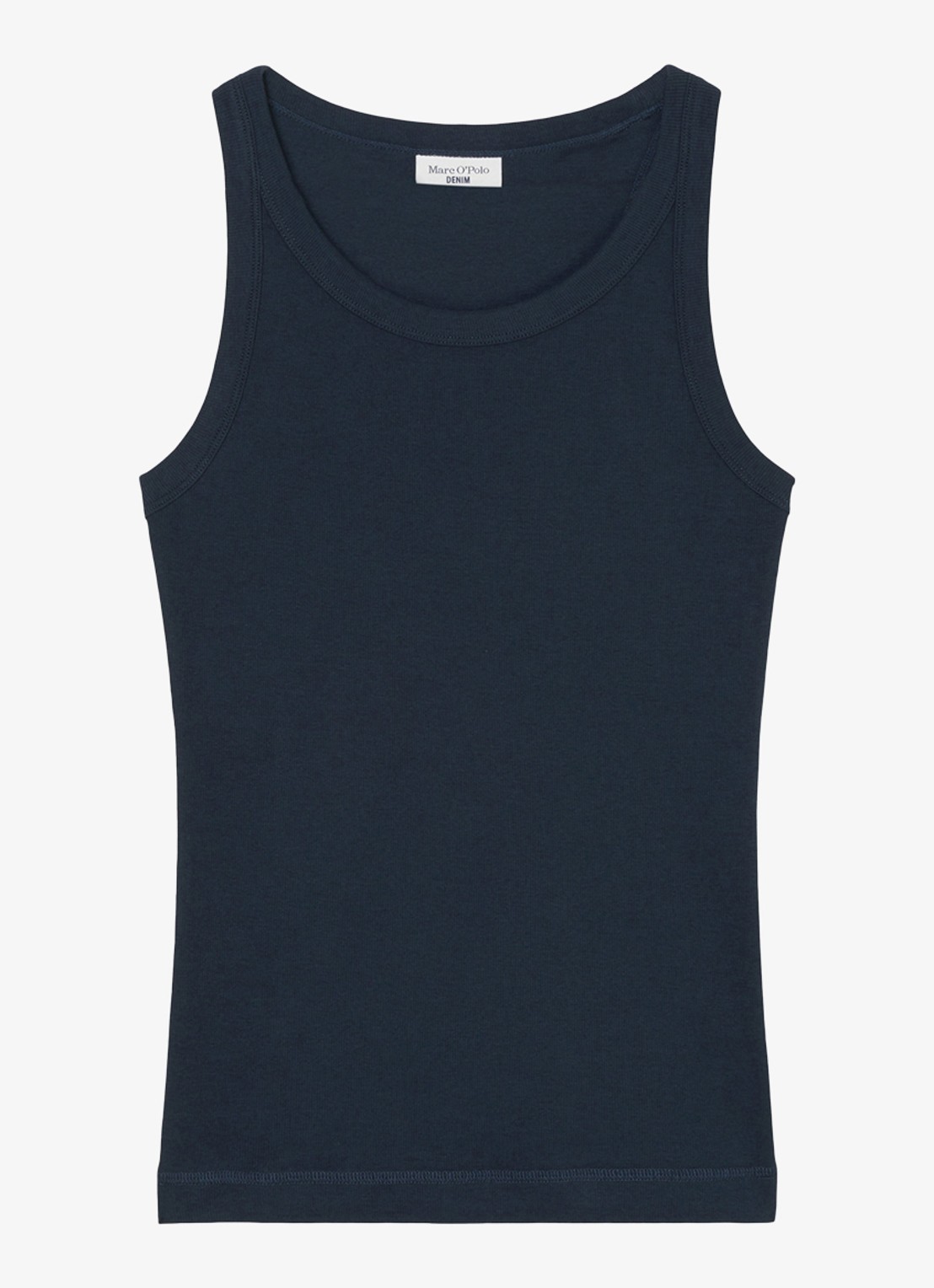 Marc O'Polo Denim Tanktop met ribstructuur - voorkant 2 donkerblauw
