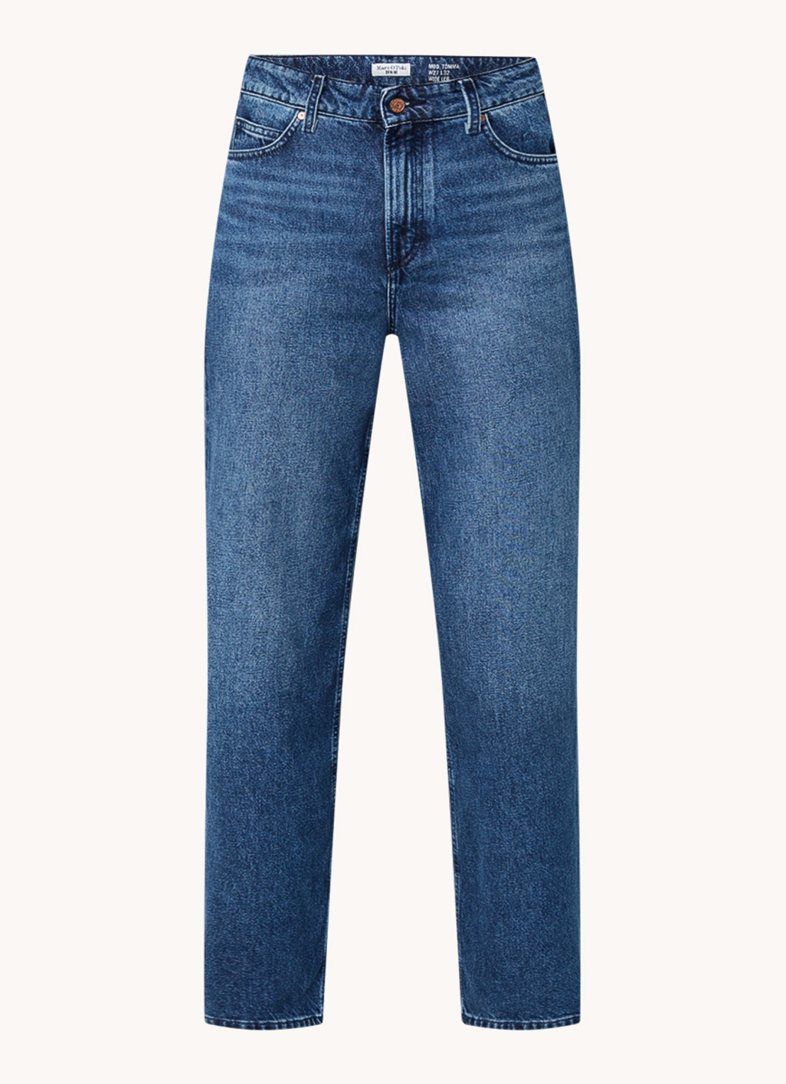 Marc O'Polo Denim Tomma high waist loose fit jeans met medium wassing - voorkant indigo