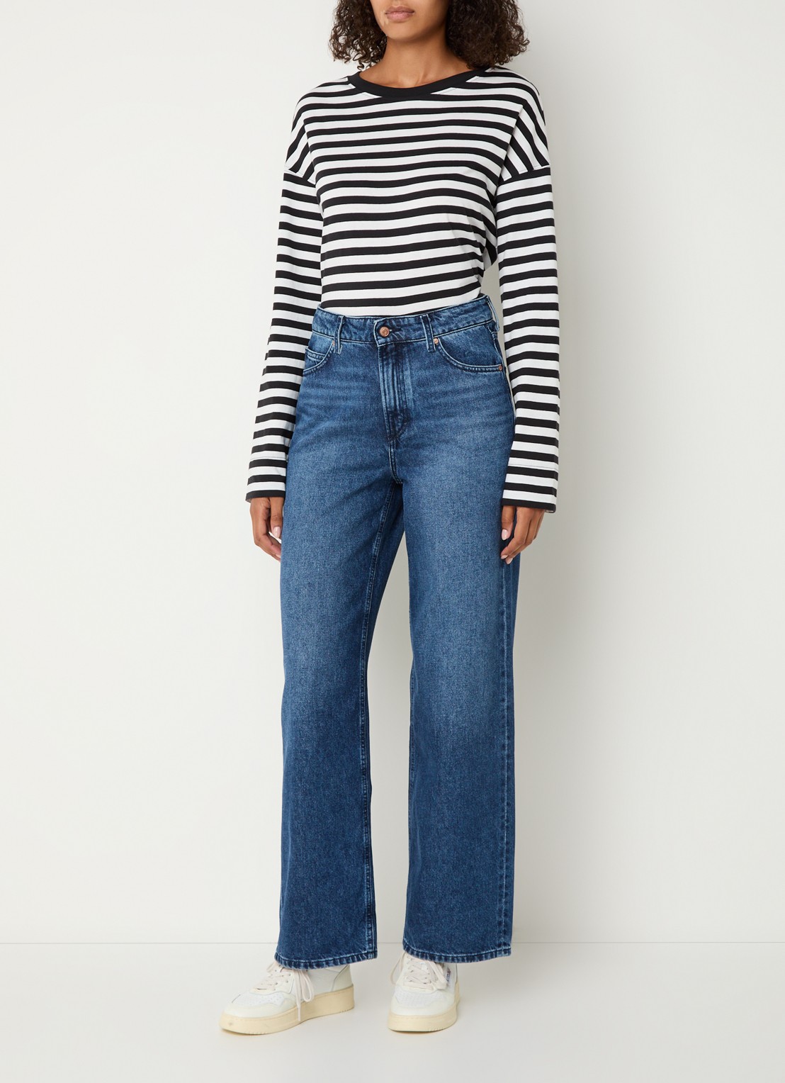 Marc O'Polo Denim Tomma high waist loose fit jeans met medium wassing - voorkant 2 indigo