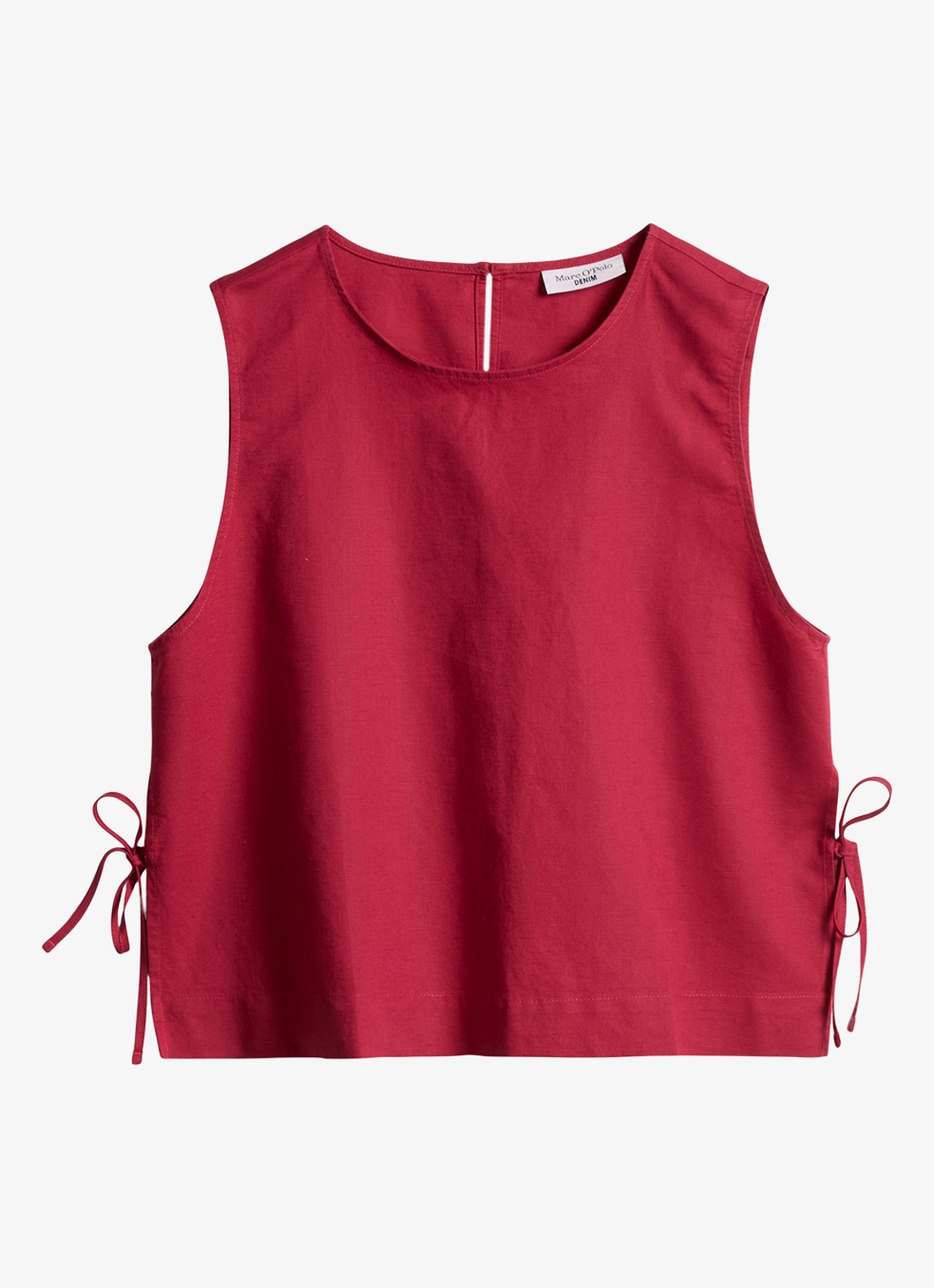Marc O'Polo Denim Top met gestrikt detail - voorkant vivid cherry-6882 / rood