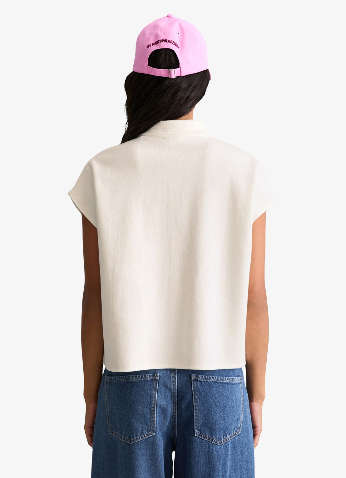 Marc O'Polo Denim Top met polokraag - achterkant silky white/1183