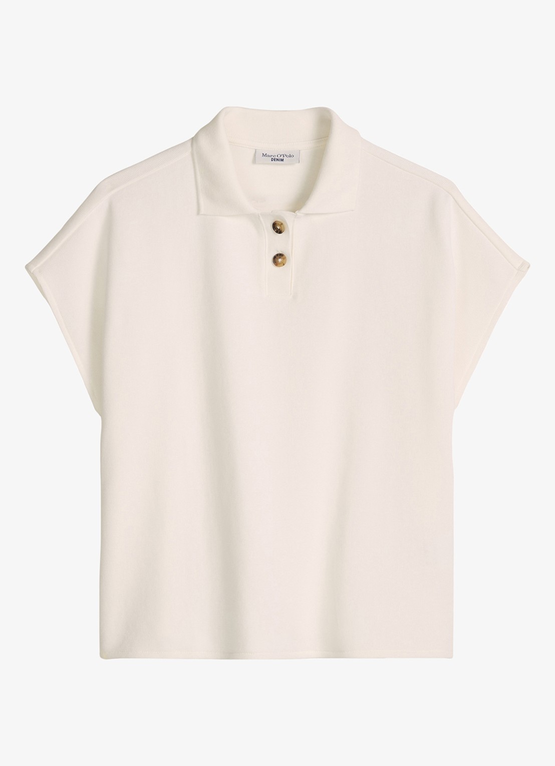 Marc O'Polo Denim Top met polokraag - voorkant 2 silky white/1183
