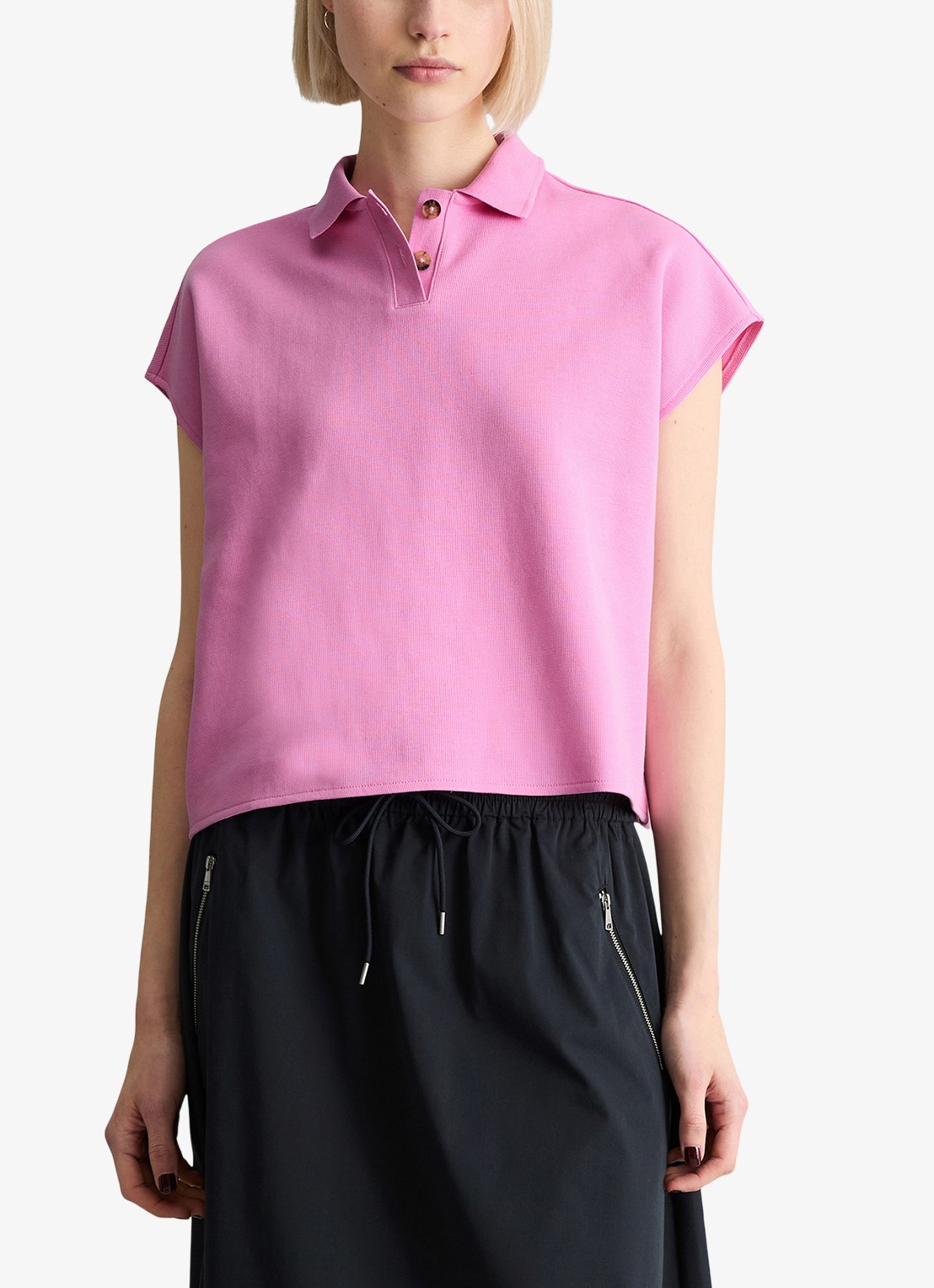Marc O'Polo Denim Top met polokraag - detail 3 pale bubblegum/8205