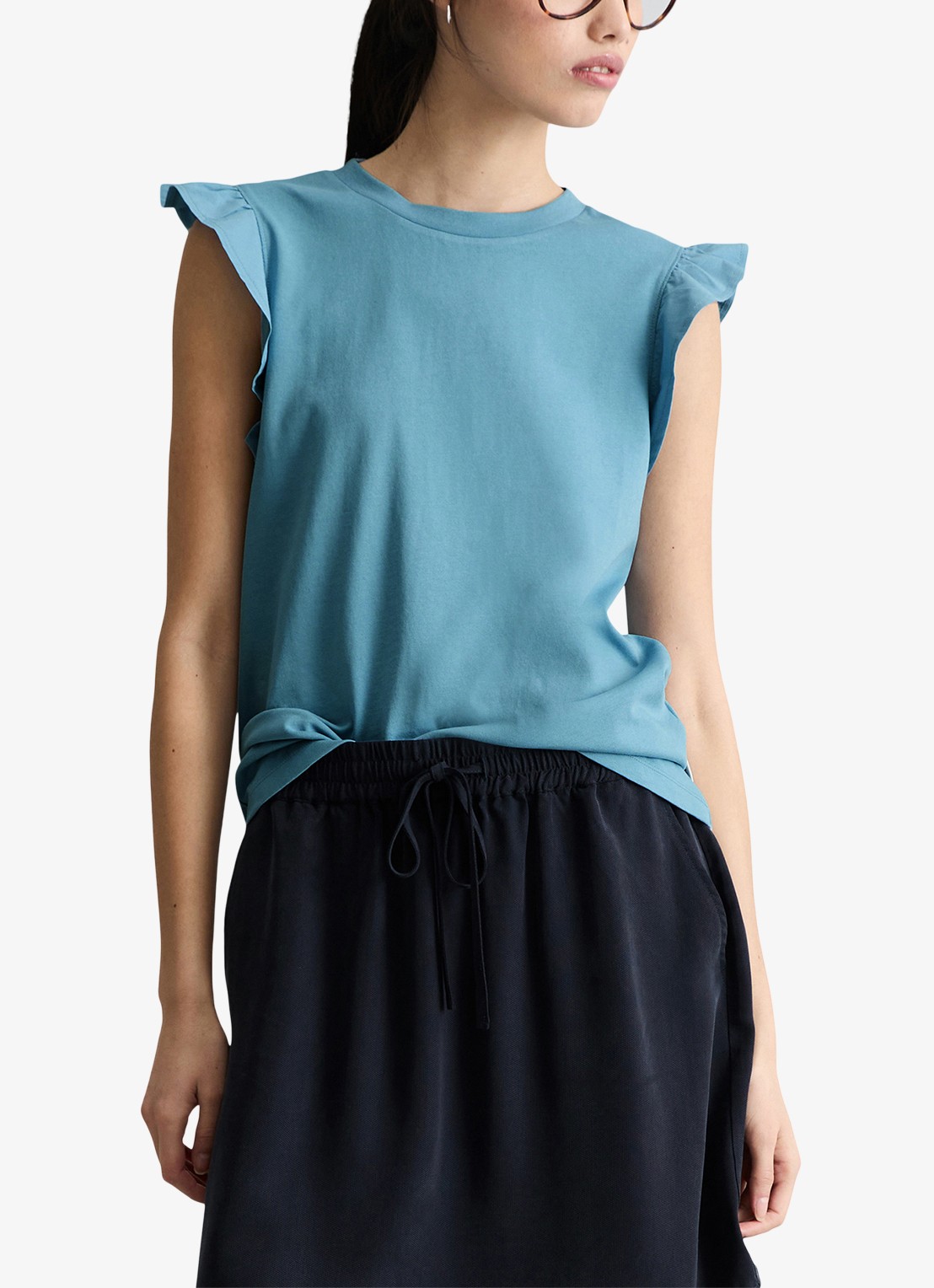 Marc O'Polo Denim Top met vlindermouw - detail 2 blue dawn/5429