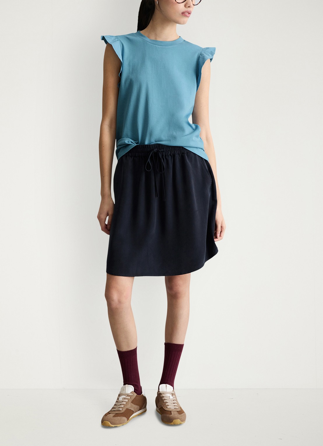 Marc O'Polo Denim Top met vlindermouw - voorkant 5 blue dawn/5429