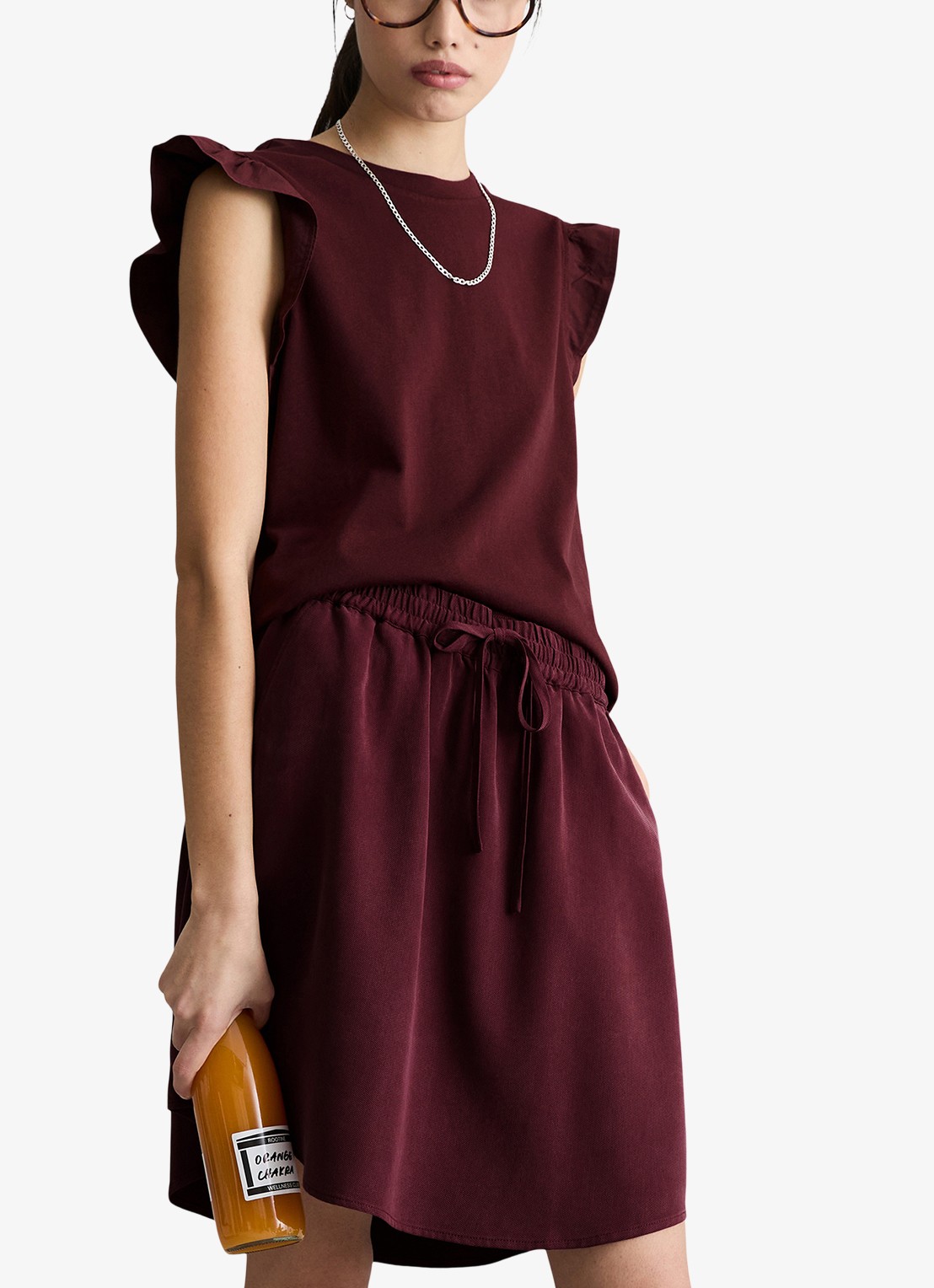 Marc O'Polo Denim Top met vlindermouw - detail 4 merlot red/6932