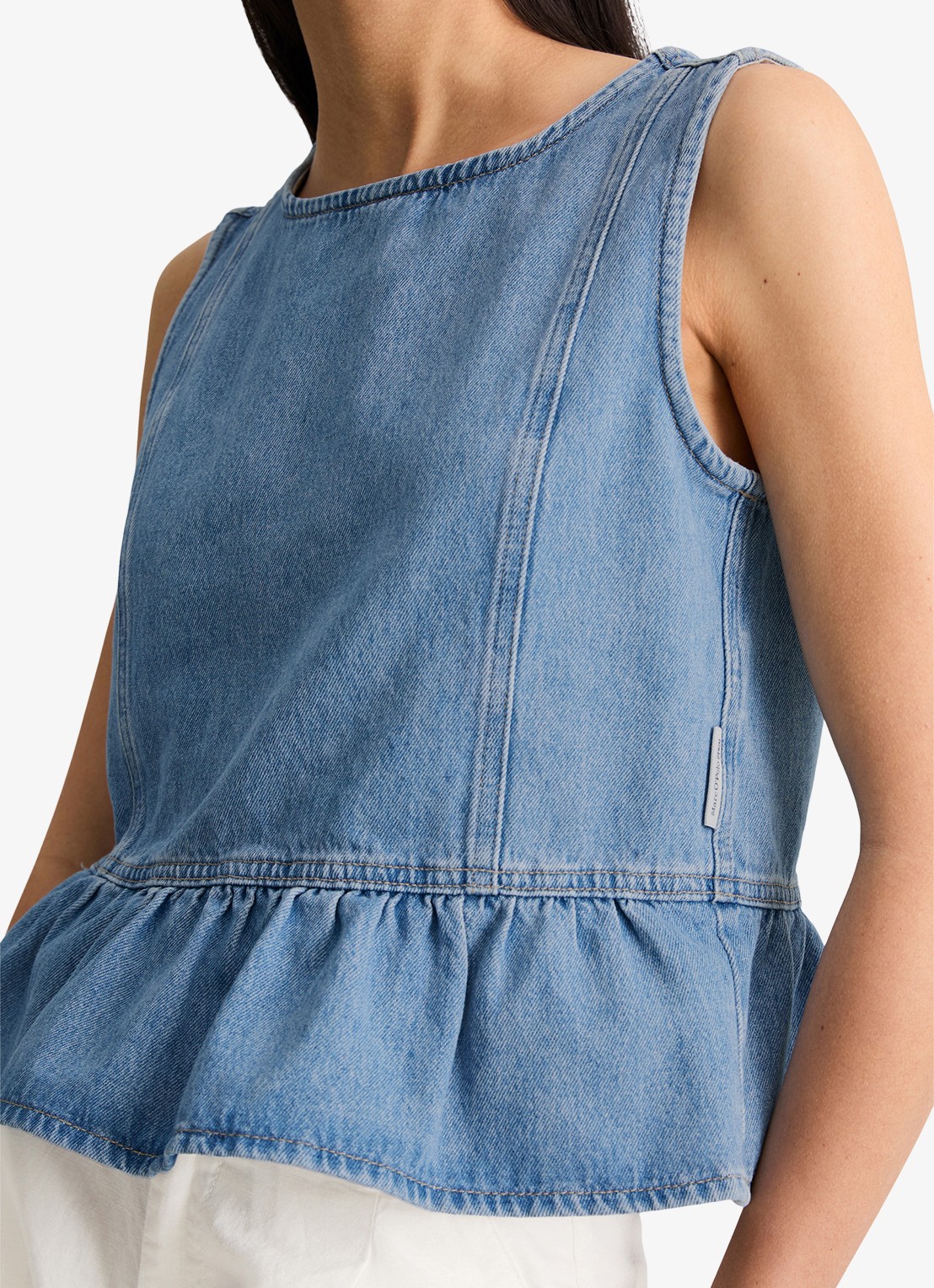 Marc O'Polo Denim Top van denim - detail 2 medium blue 01-4928 / blauw
