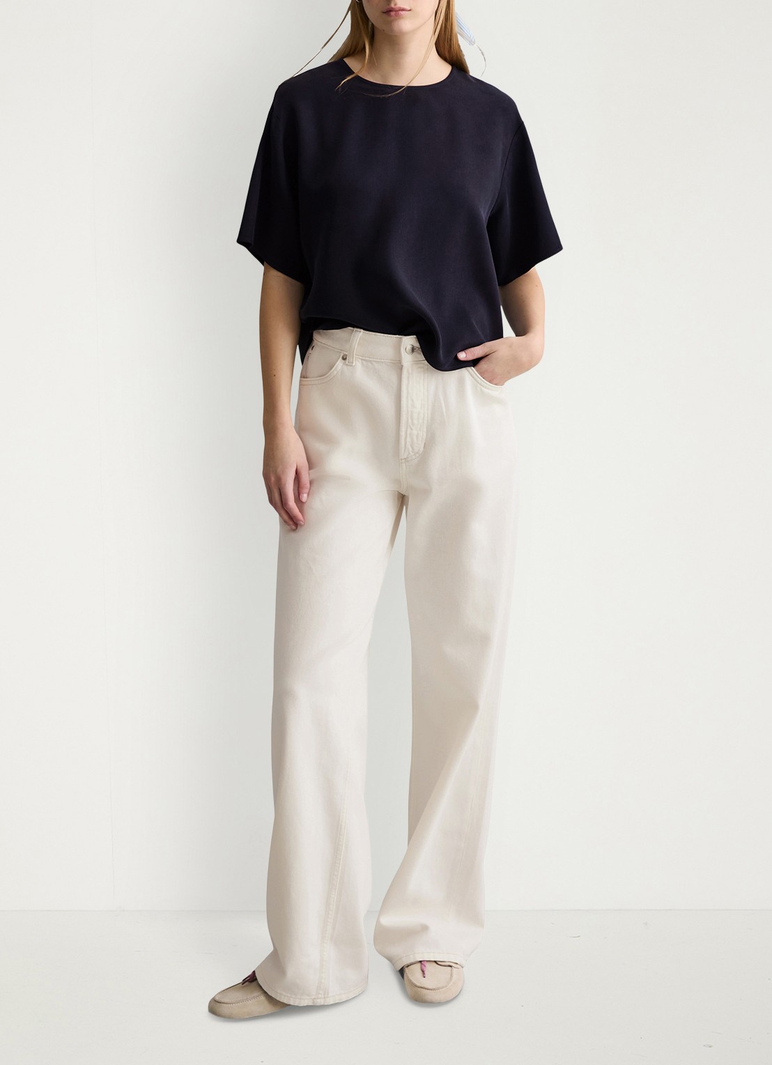 Marc O'Polo Denim Tuniek met ronde hals - voorkant 2 blue depths/4133