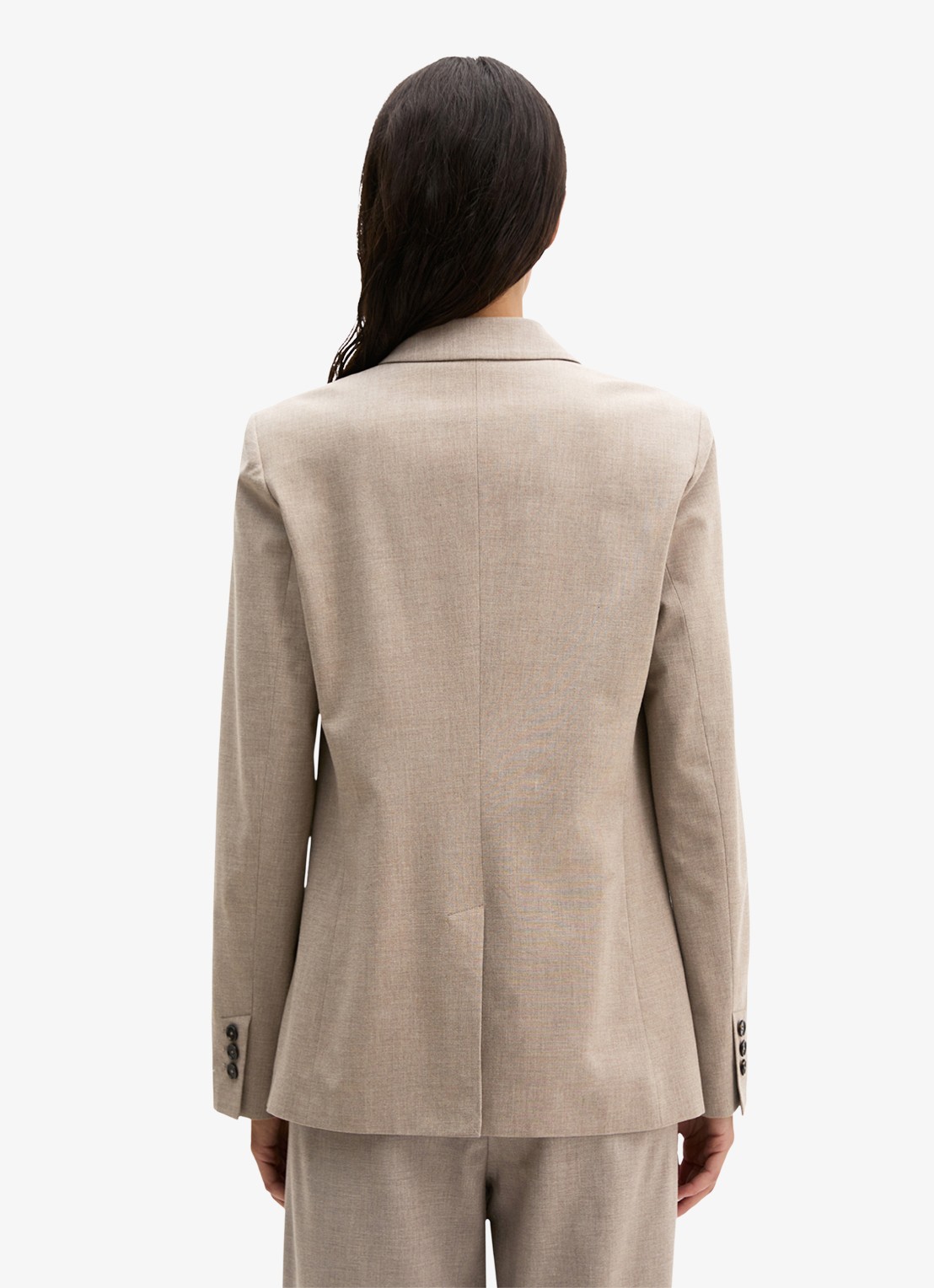 Marc O'Polo Double-breasted blazer in wolblend met opgestikte zakken  - achterkant bruin