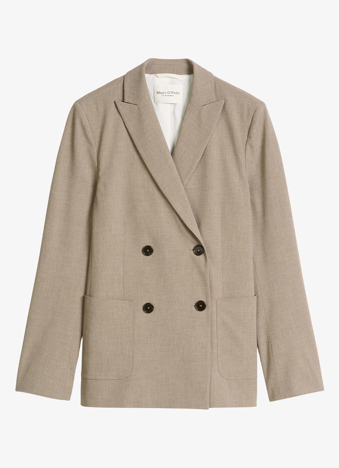 Marc O'Polo Double-breasted blazer in wolblend met opgestikte zakken  - voorkant 2 bruin