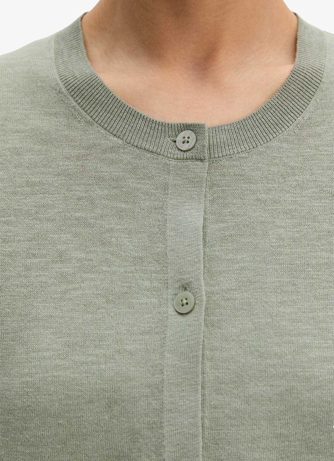 Marc O'Polo Fijngebreid vest in katoenblend - detail 3 lindegroen