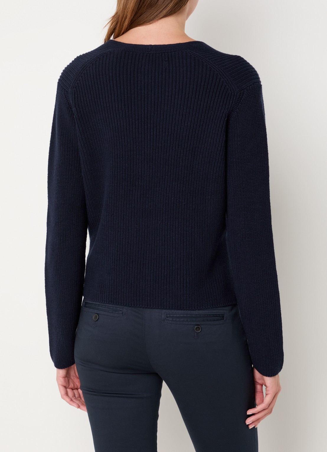 Marc O'Polo Fijngebreid vest met V-hals - achterkant donkerblauw