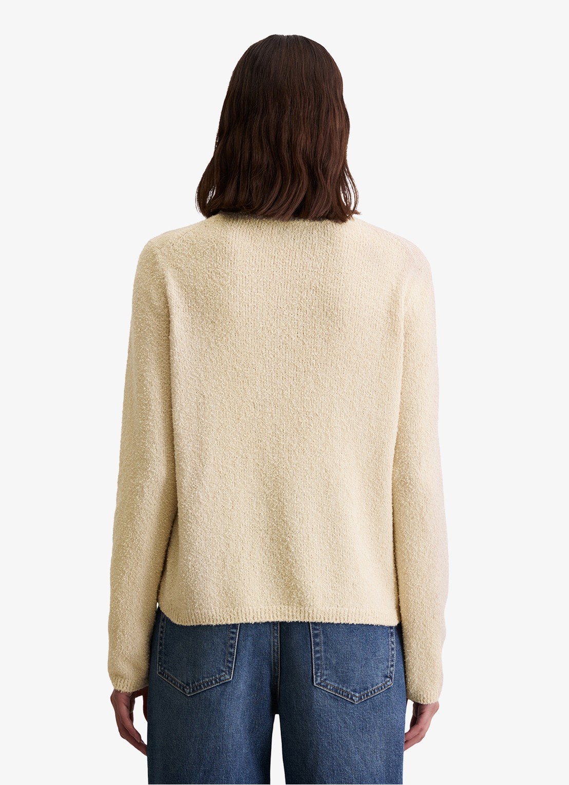 Marc O'Polo Fijngebreide pullover in lama wolblend - achterkant 3 beige