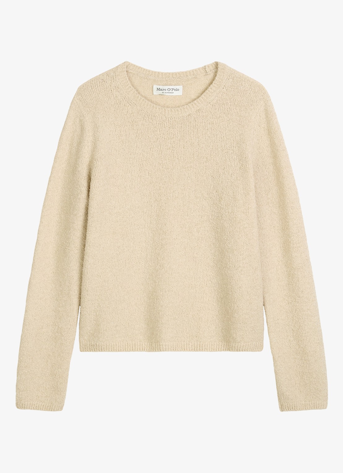 Marc O'Polo Fijngebreide pullover in lama wolblend - voorkant 4 beige