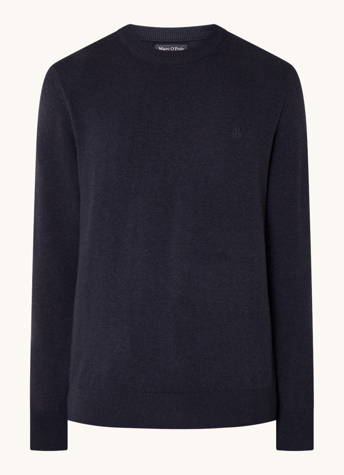 Marc O'Polo Fijngebreide pullover in scheerwolblend - voorkant donkerblauw