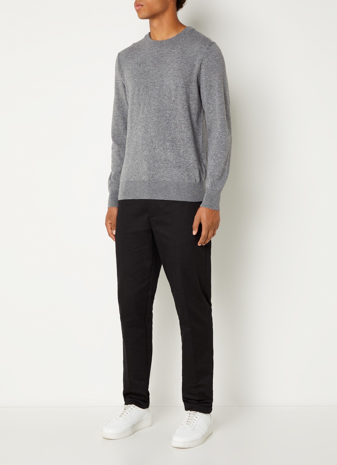 Marc O'Polo Fijngebreide pullover in scheerwolblend - voorkant 2 grijs