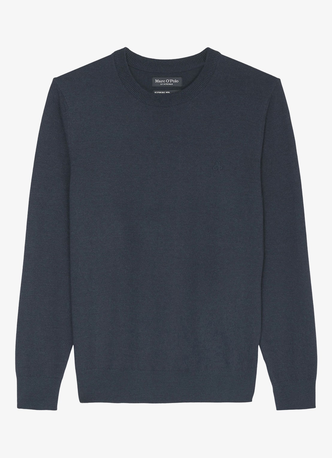 Marc O'Polo Fijngebreide pullover in scheerwolblend - voorkant donkerblauw