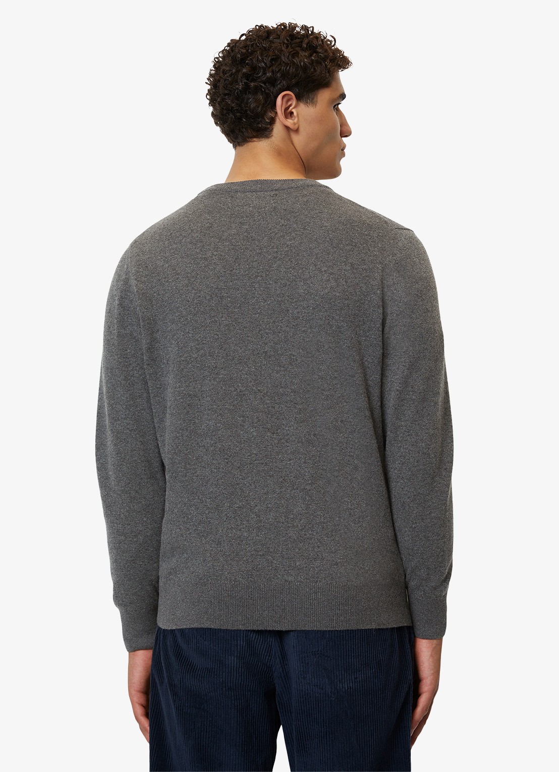 Marc O'Polo Fijngebreide pullover in scheerwolblend - achterkant 5 grijsmele