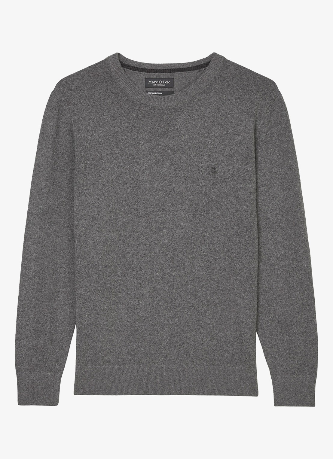 Marc O'Polo Fijngebreide pullover in scheerwolblend - voorkant 8 grijsmele