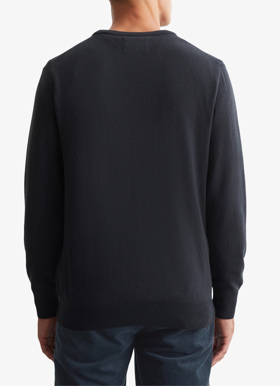 Marc O'Polo Fijngebreide pullover in scheerwolblend - achterkant 2 dark navy / donkerblauw