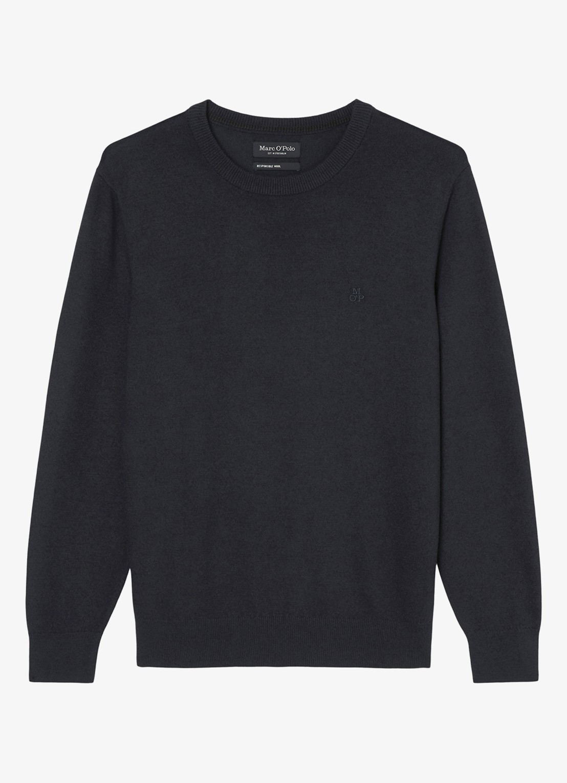 Marc O'Polo Fijngebreide pullover in scheerwolblend - voorkant dark navy / donkerblauw