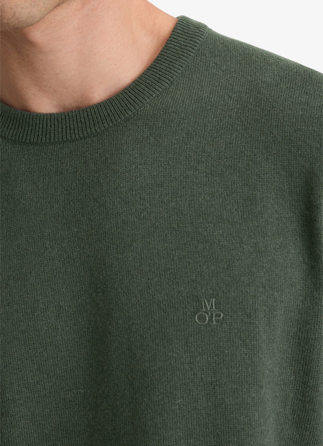 Marc O'Polo Fijngebreide pullover in scheerwolblend - detail 2 mangroven / groen