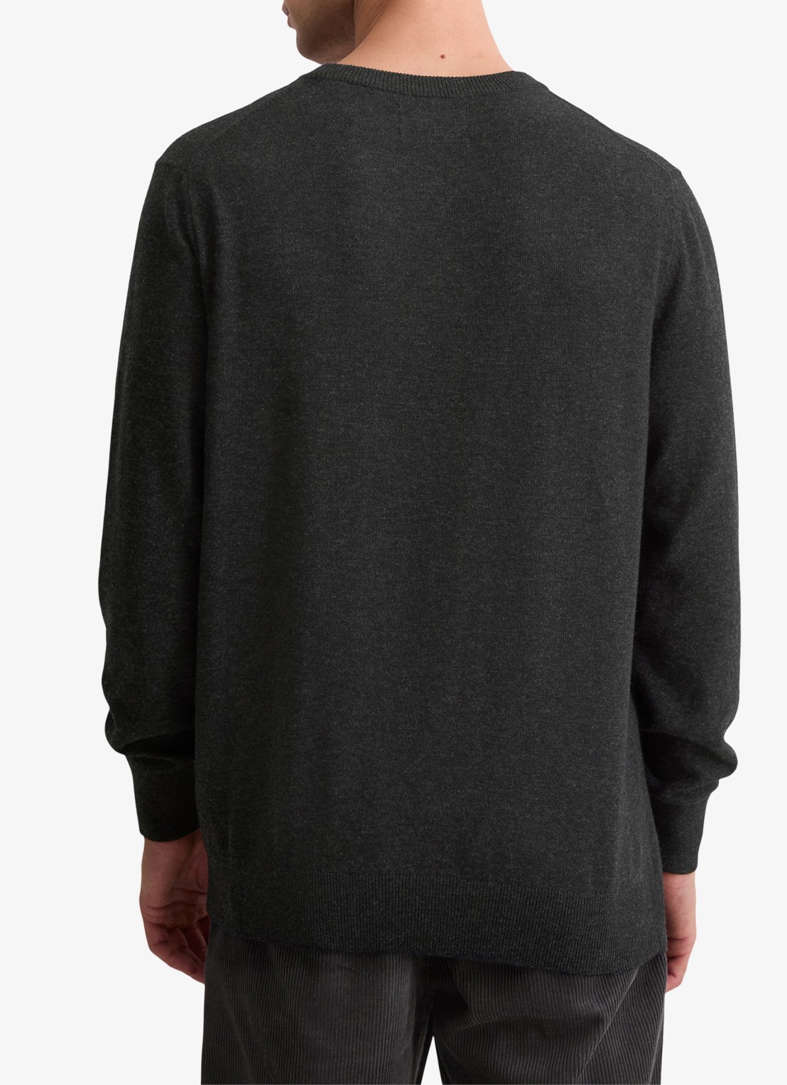 Marc O'Polo Fijngebreide pullover in scheerwolblend - achterkant 5 donkergrijs