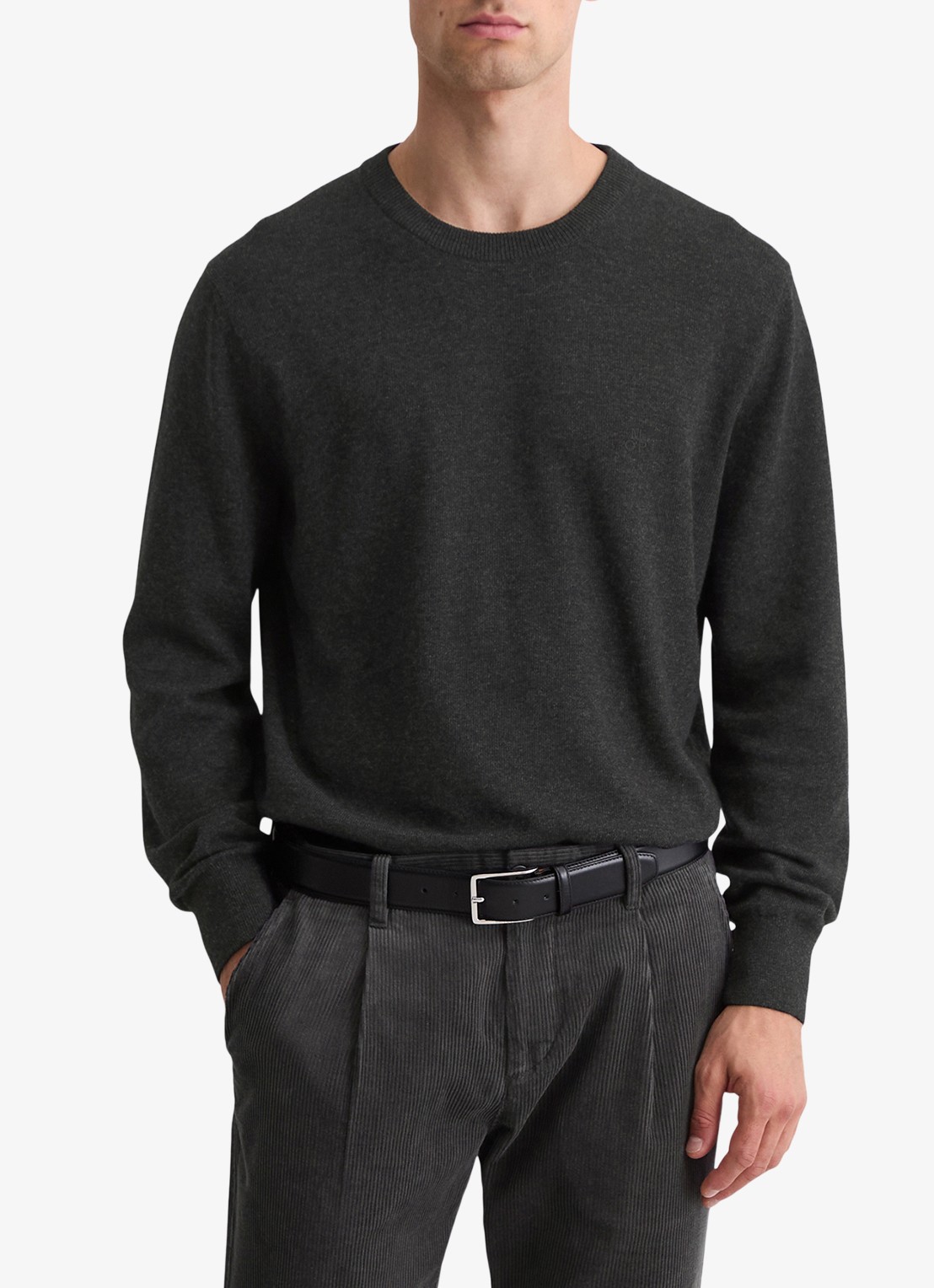 Marc O'Polo Fijngebreide pullover in scheerwolblend - detail 3 donkergrijs