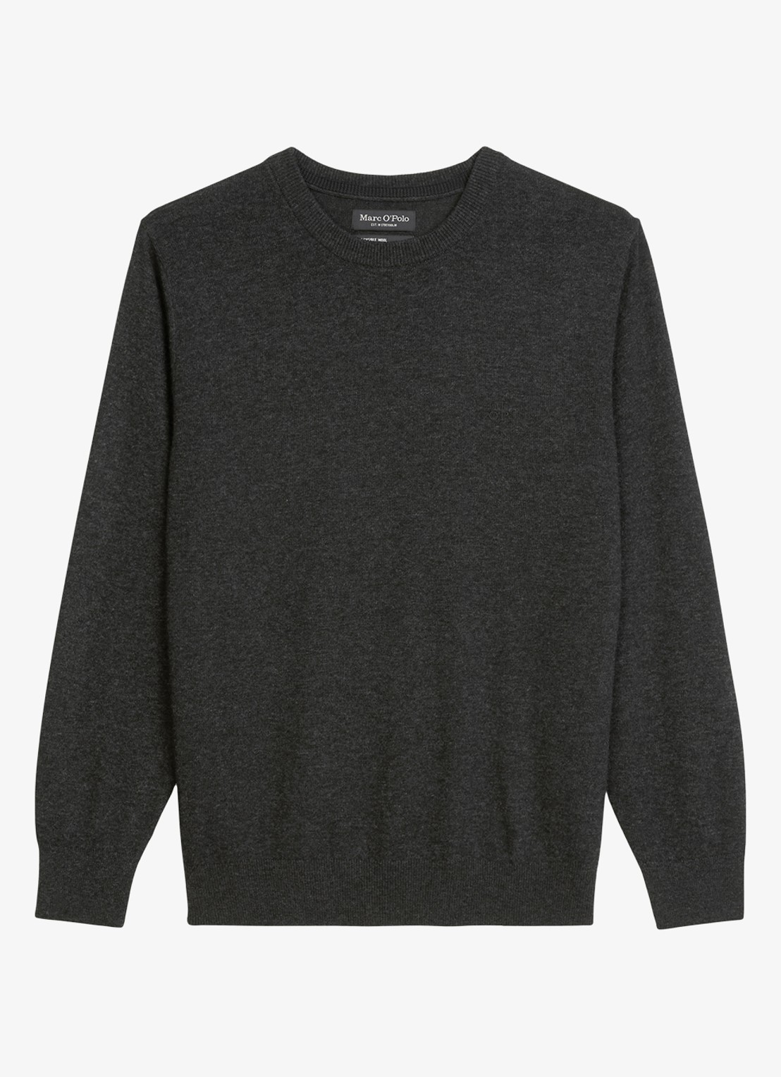 Marc O'Polo Fijngebreide pullover in scheerwolblend - voorkant donkergrijs