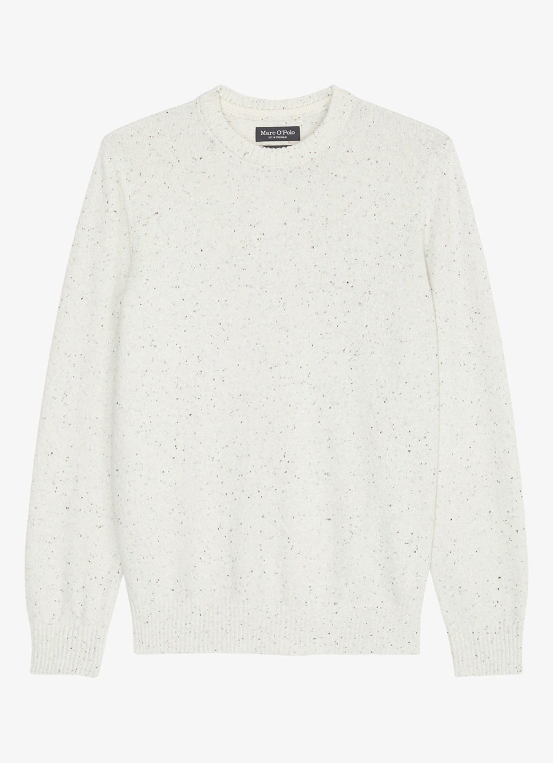 Marc O'Polo Fijngebreide pullover in wolblend met gemêleerd dessin - voorkant 2 wit