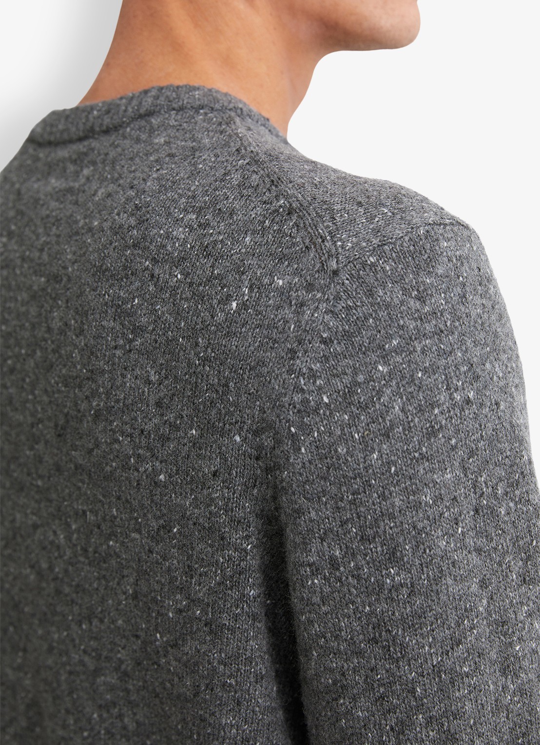Marc O'Polo Fijngebreide pullover in wolblend met gemêleerd dessin - detail 7 lichtgrijs