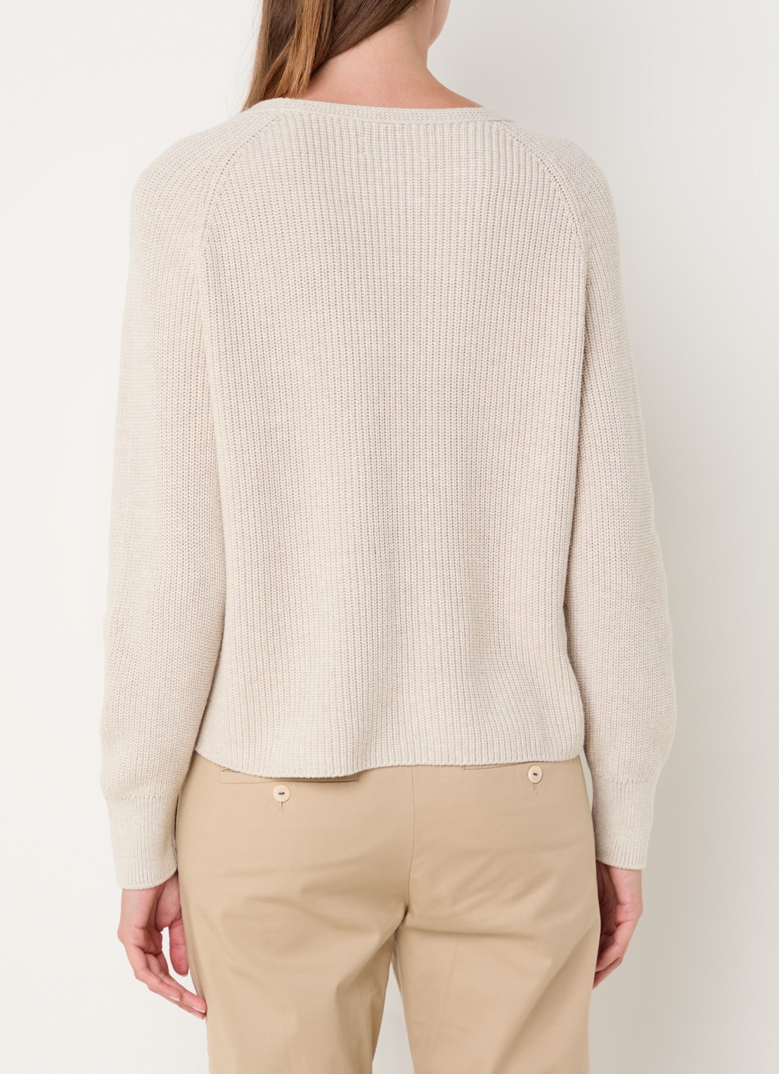 Marc O'Polo Fijngebreide pullover met stretch - achterkant 3 zand