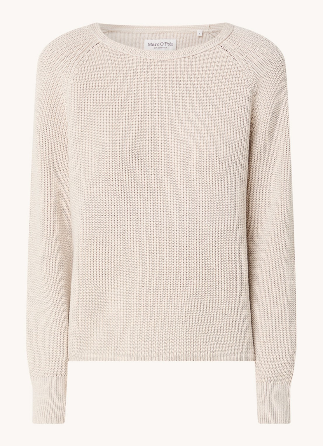 Marc O'Polo Fijngebreide pullover met stretch - voorkant zand