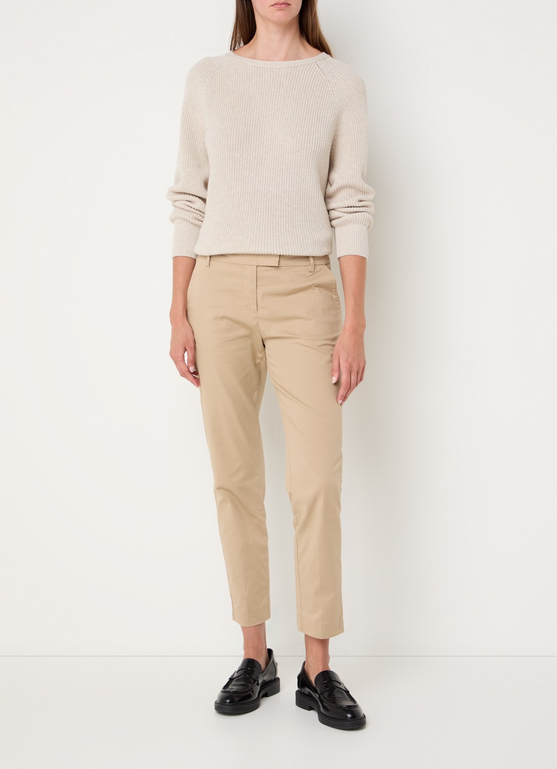 Marc O'Polo Fijngebreide pullover met stretch - voorkant 2 zand