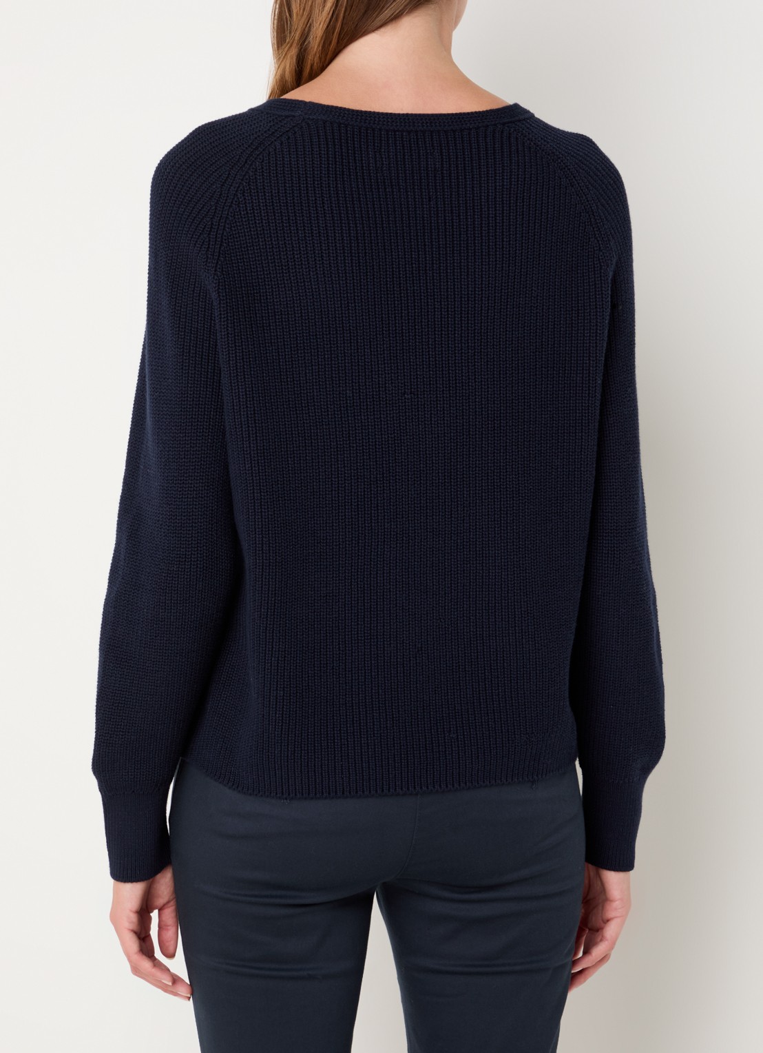 Marc O'Polo Fijngebreide pullover met stretch - achterkant donkerblauw