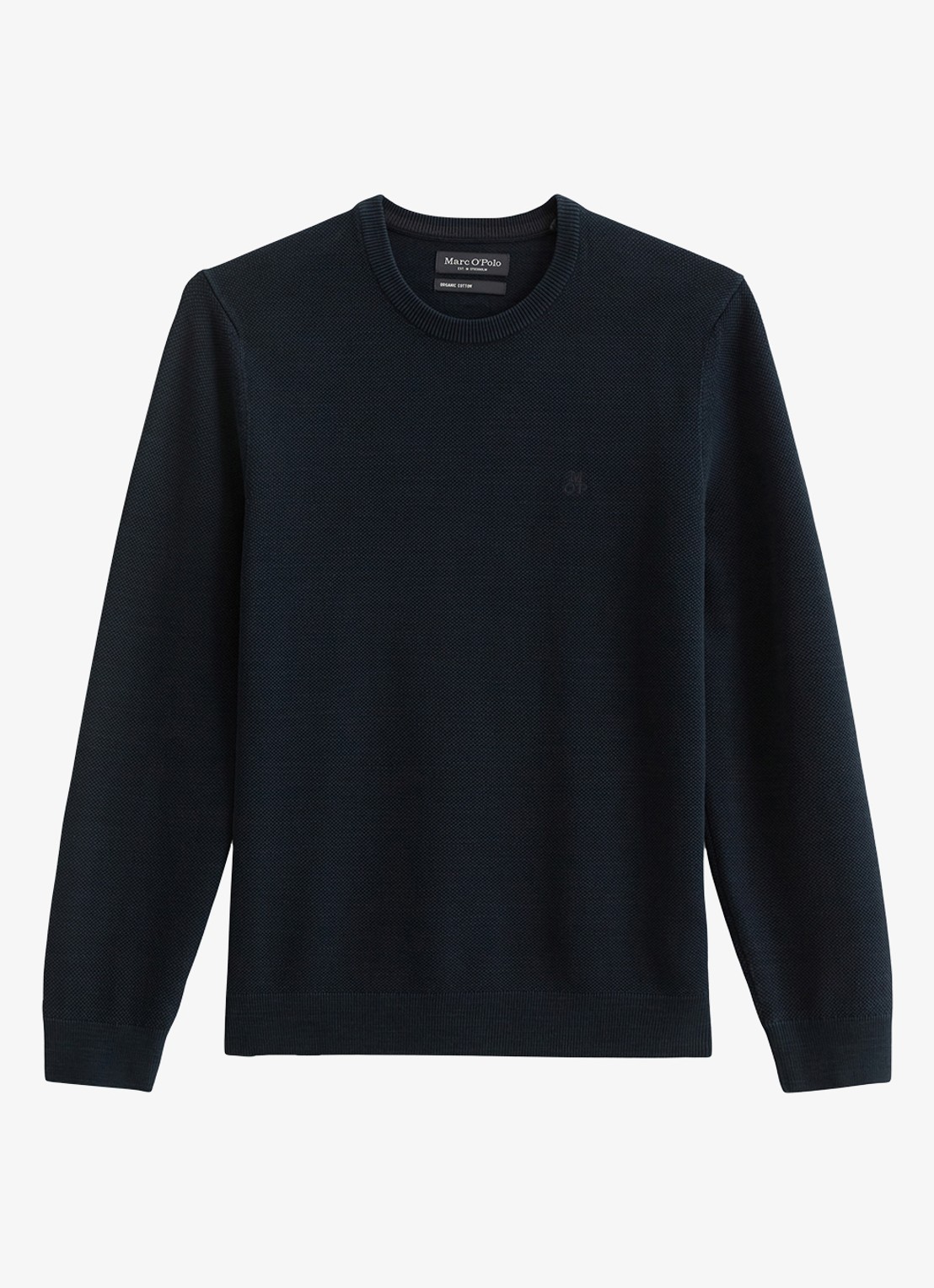 Marc O'Polo Fijngebreide pullover van katoen - voorkant 2 donkerblauw