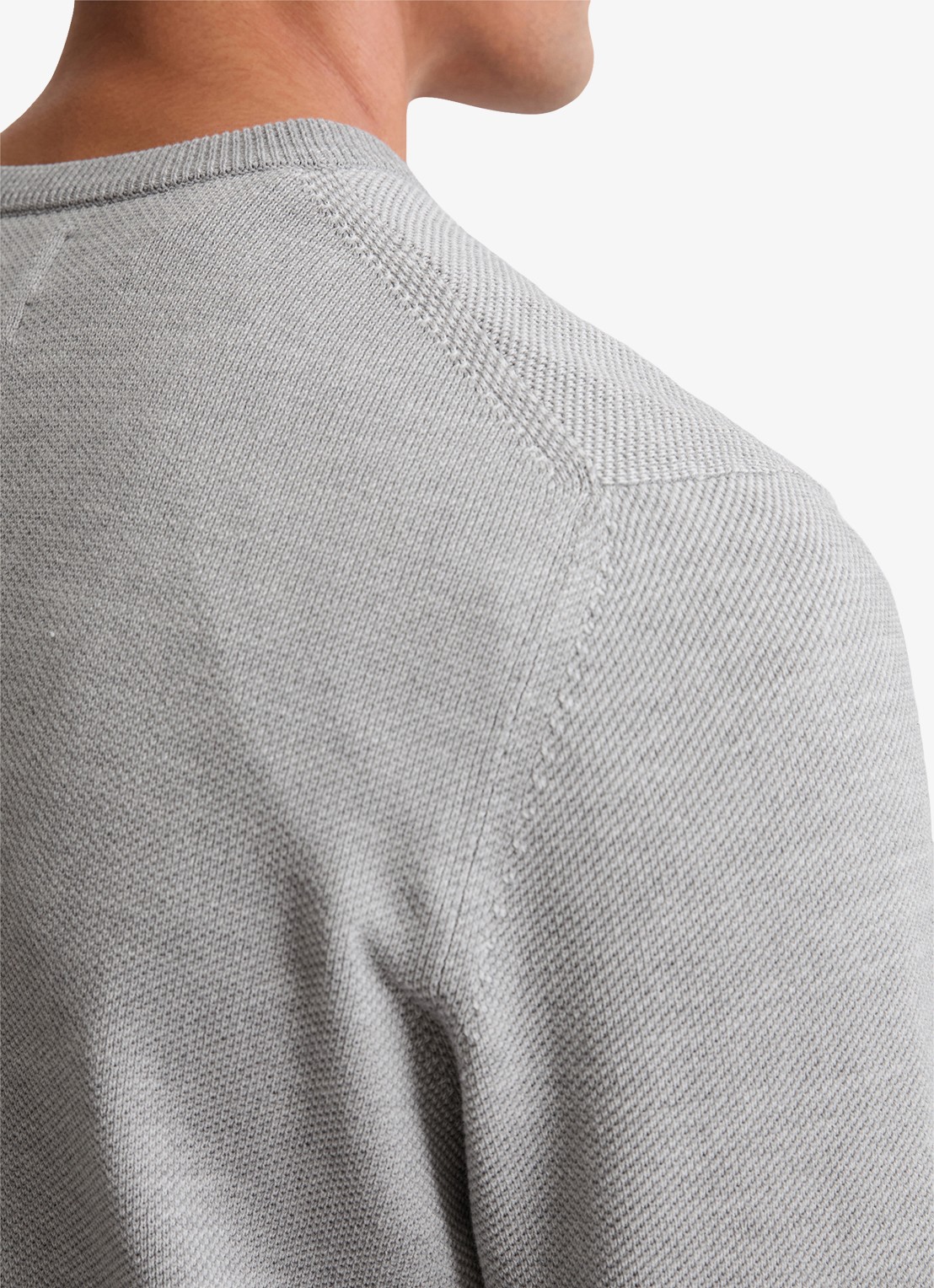 Marc O'Polo Fijngebreide pullover van katoen - detail 5 lichtgrijs