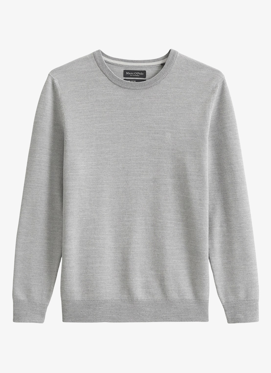 Marc O'Polo Fijngebreide pullover van katoen - voorkant lichtgrijs