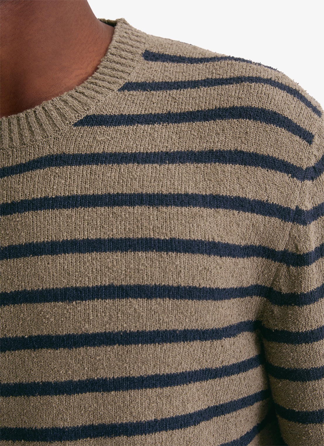 Marc O'Polo Fijngebreide trui in katoenblend - detail 4 khaki