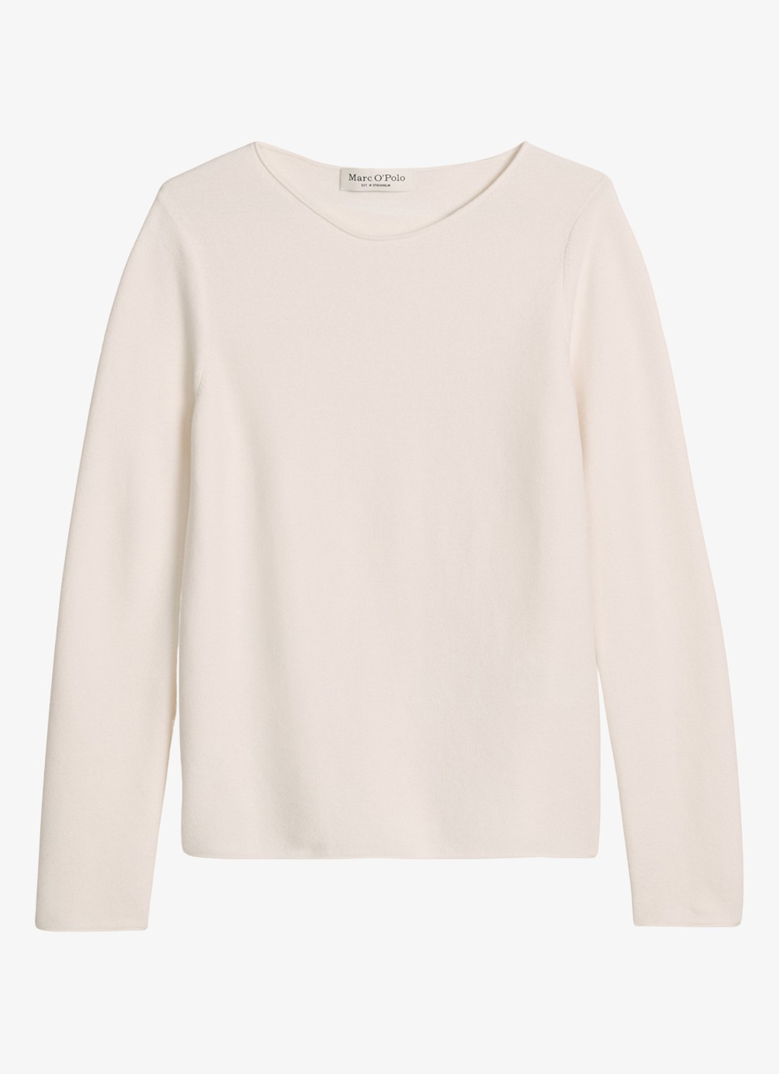 Marc O'Polo Fijngebreide trui met ronde hals - voorkant 2 beige