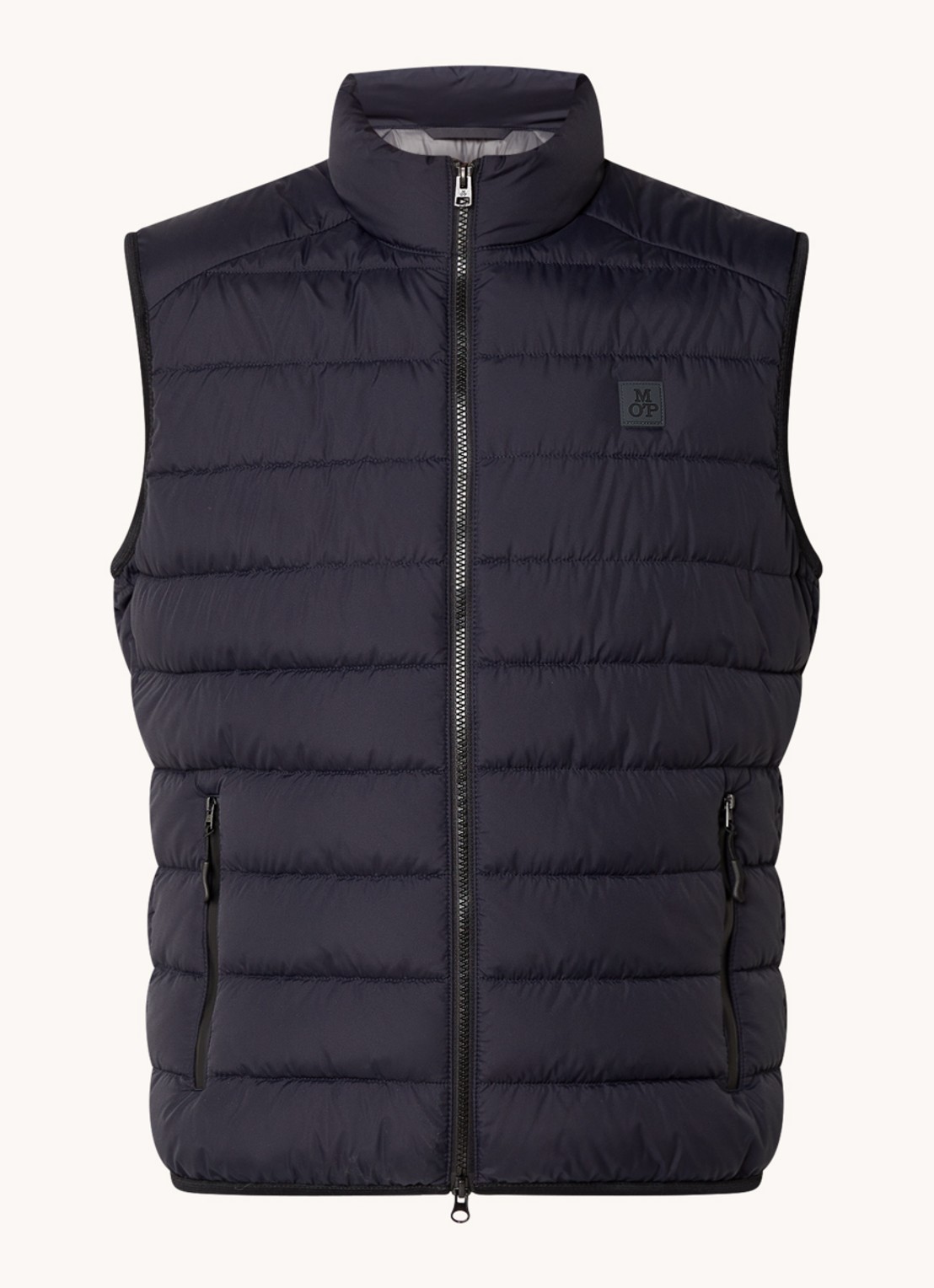 Marc O'Polo Gewatteerde bodywarmer met logo - voorkant 3 donkerblauw