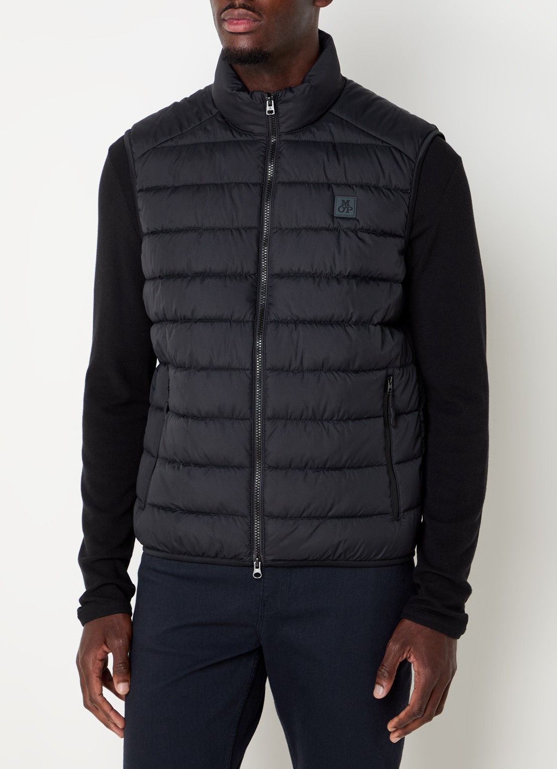 Marc O'Polo Gewatteerde bodywarmer met logo - detail 2 zwart