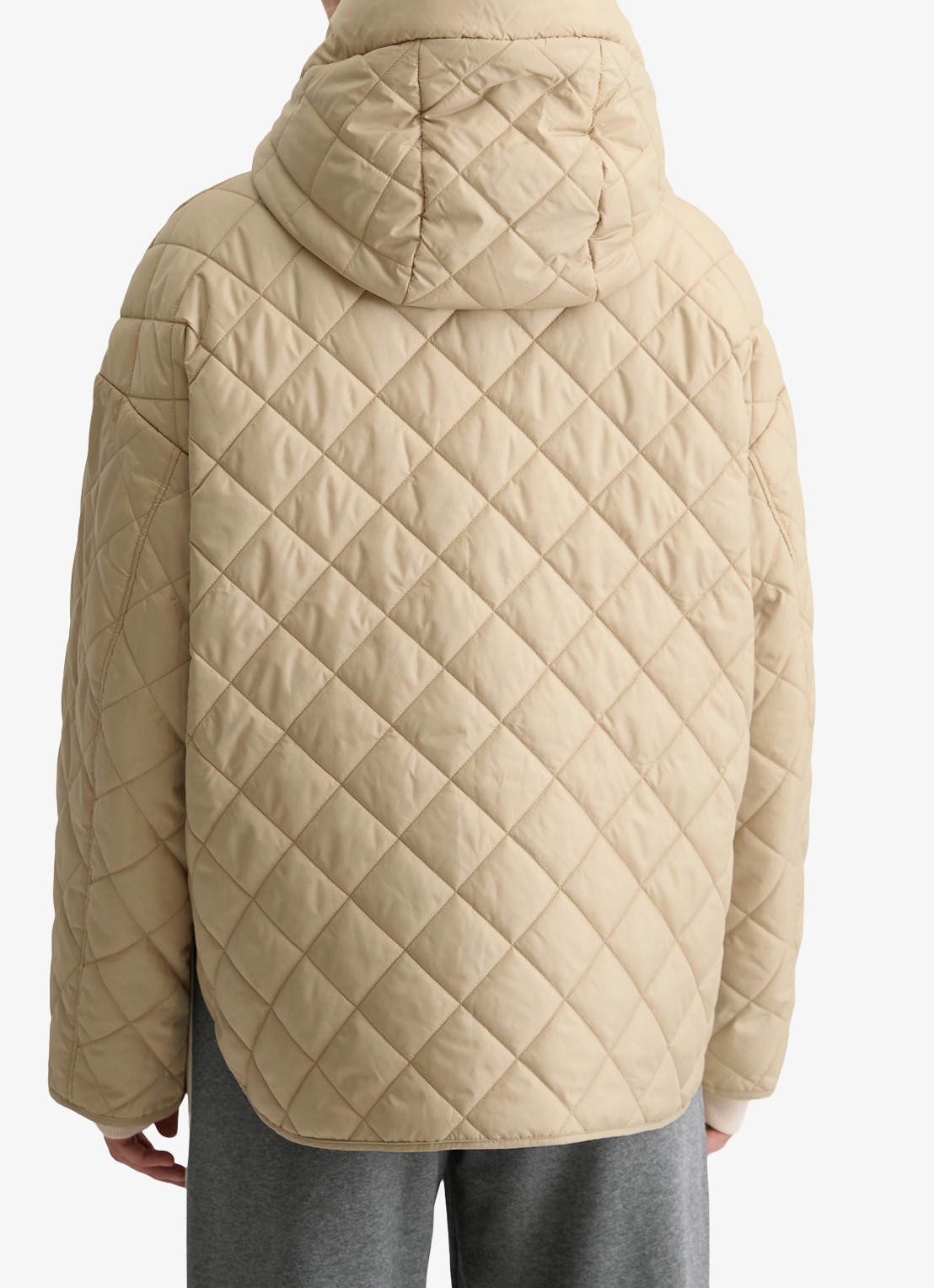 Marc O'Polo Gewatteerde jas met ruitdessin - achterkant 3 beige