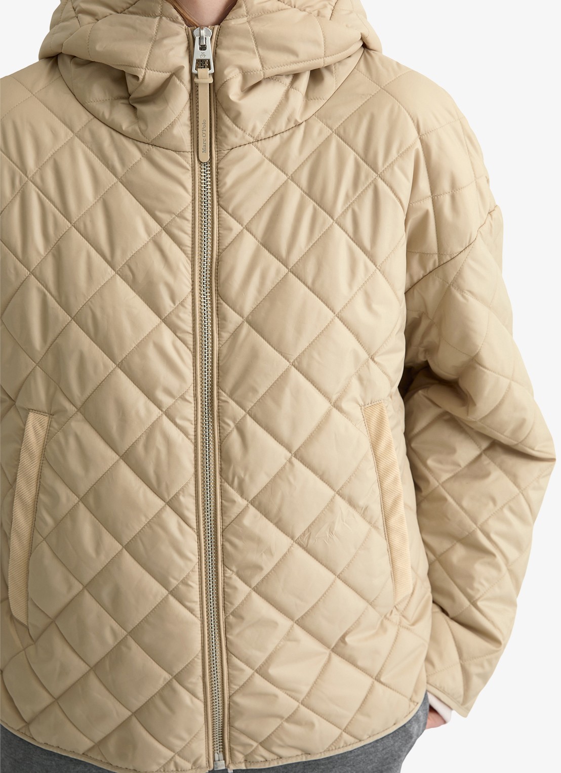 Marc O'Polo Gewatteerde jas met ruitdessin - detail 2 beige